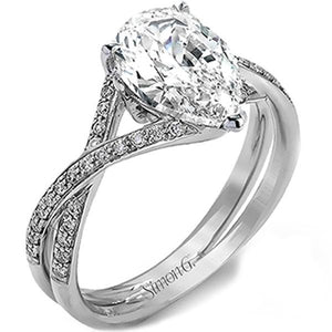Simon G. Pear Cut "Twist" Split Shank Diamond Engagement Ring