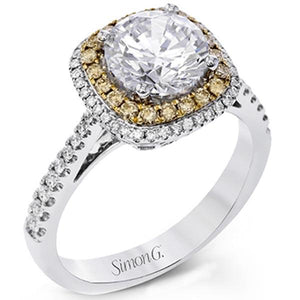 Simon G. Pink Diamond Two-Tone Halo Engagement Ring