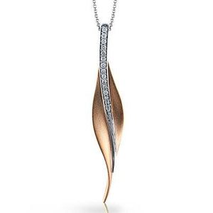 Simon G. Rose Gold Diamond "Satin Leaf" Pendant