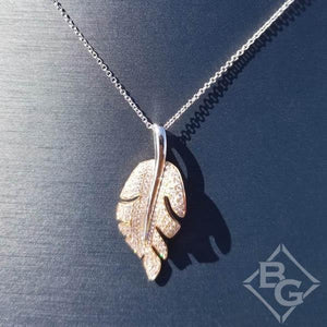 Simon G. Rose Gold Pave Diamond "Leaf" Pendant