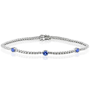 Simon G. Round Cut Blue Sapphire & Diamond Thin Bracelet