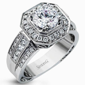 Simon G. "Round Cut Halo" Diamond Engagement Ring