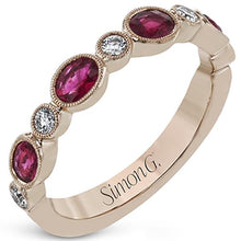 Load image into Gallery viewer, Simon G. Ruby and Diamond Stackable Ring
