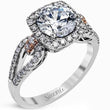 Load image into Gallery viewer, Simon G. Split Shank Cushion Halo Diamond Engagement Ring
