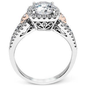 Simon G. Split Shank Cushion Halo Diamond Engagement Ring