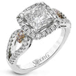 Load image into Gallery viewer, Simon G. Split Shank Princess Halo Diamond Engagement Ring
