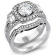 Load image into Gallery viewer, Simon G. Three Stone Cushion Halo Diamond Engagement Ring

