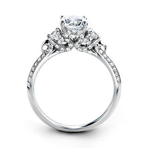 Simon G. Three Stone Oval Cut Vintage Style Engagement Ring
