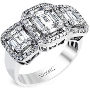 Simon G. Three Stone "Simon Set" Mosaic Diamond Baguette Ring