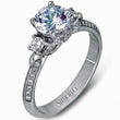 Load image into Gallery viewer, Simon G. Three Stone Vintage Style Engagement Ring
