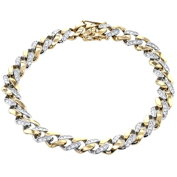 50CT! Diamond wave bracelet 2 tone gold 24 round brilliants 4.9 GM 7 1/4