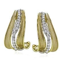 Load image into Gallery viewer, Simon G. Two-Tone Gold Diamond &quot;J&quot; Hoop Earrings
