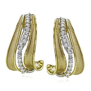 Simon G. Two-Tone Gold Diamond "J" Hoop Earrings