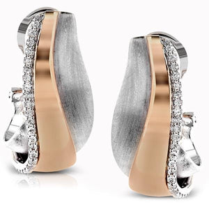 Simon G. Two-Tone Gold Diamond "Swish" Earrings