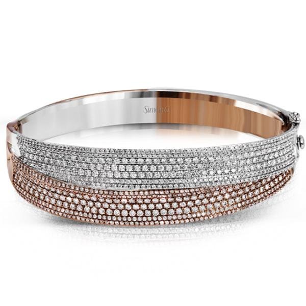 Simon G. Two-Tone Gold Pave Set Crossover Diamond Bangle Bracelet