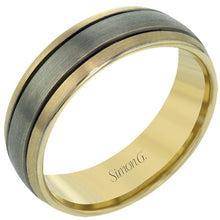 Load image into Gallery viewer, Simon G. Two-Tone Grey Gold Men&#39;s Wedding Band
