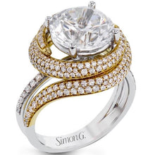 Load image into Gallery viewer, Simon G. Two-Tone Large Center &quot;Pave Swirl&quot; Diamond Engagement Ring

