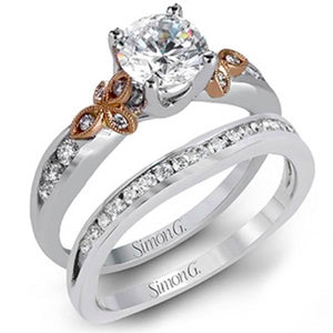 Simon G. Two-Tone Rose & White "Petal" Diamond Engagement Ring