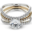 Load image into Gallery viewer, Simon G. Two-Tone Rose &amp; White Three Row Diamond Engagement Ring Set
