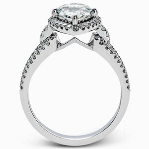 Simon G. Two-Tone Split Shank Pear Shape Halo Diamond Engagement Ring