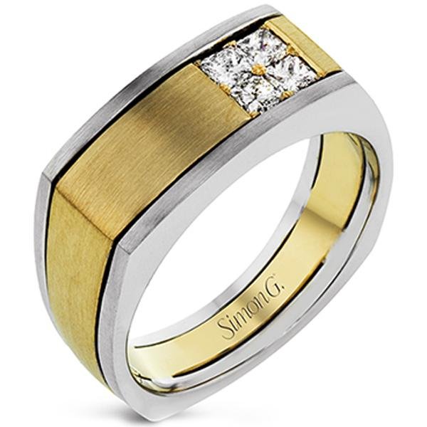 Simon G. Two-Tone Yellow & White Mens Diamond Ring