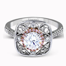 Load image into Gallery viewer, Simon G. Vintage Inspired Filigree Floral Halo Diamond Engagement Ring

