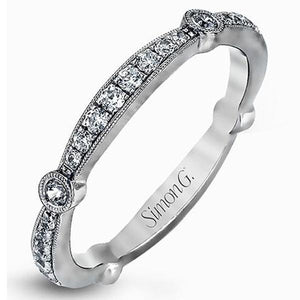 Simon G. Vintage Style Bezel Set Diamond Wedding Ring