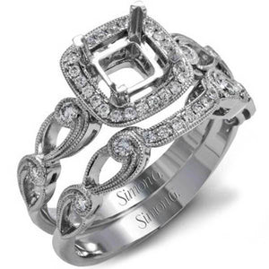 Simon G. Vintage Style Curved Filigree Wedding Ring