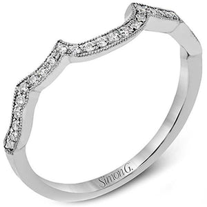 Simon G. Vintage Style Curved Milgrain Diamond Wedding Ring