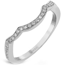 Load image into Gallery viewer, Simon G. Vintage Style Curved Milgrain Diamond Wedding Ring
