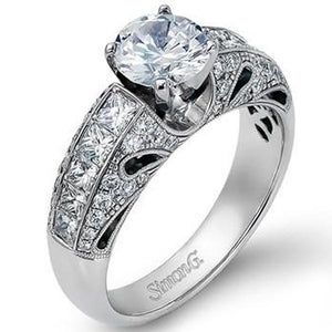 Simon G. Vintage Style Floral Diamond Engagement Ring
