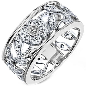 Simon G. Vintage Style Flower Diamond Ring