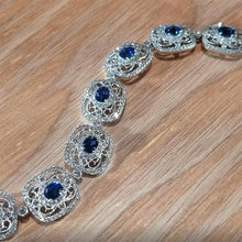 Load image into Gallery viewer, Simon G. Vintage Style Oval Cut Blue Sapphire &amp; Diamond Bracelet
