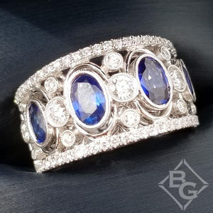 Simon G. Vintage Style Oval Shape Blue Sapphire Ring