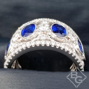 Simon G. Vintage Style Oval Shape Blue Sapphire Ring
