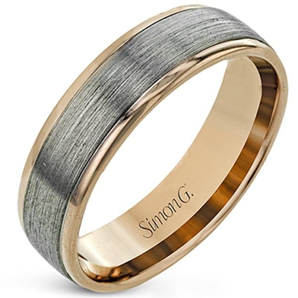 Simon G. White and Rose Two-Tone Brushed Wedding Ring