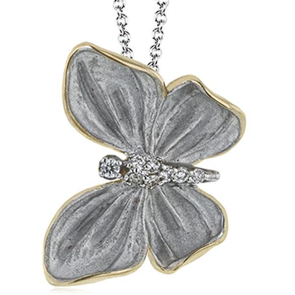 Simon G. White Gold Organic Allure Diamond Butterfly Pendant