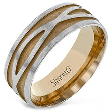 Load image into Gallery viewer, Simon G. White &amp; Rose 8MM Twist Design Wedding Band

