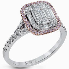 Load image into Gallery viewer, Simon G. White &amp; Rose Gold &quot;Simon Set&quot; Mosaic Emerald Cut Diamond Ring

