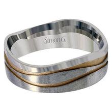 Load image into Gallery viewer, Simon G. White &amp; Rose Gold Two-Tone &quot;Wave&quot; Wedding Band

