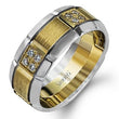 Load image into Gallery viewer, Simon G. White &amp; Yellow Gold Two-Tone Grooved Diamond Men&#39;s Wedding Band
