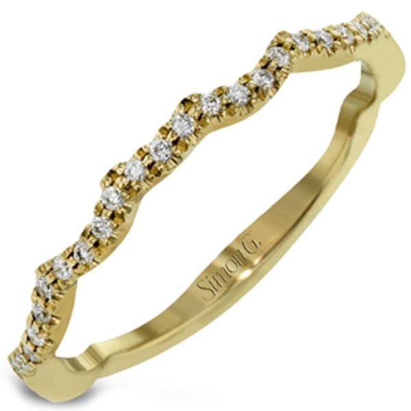 Simon G. Yellow Gold Curved Prong Set Diamond Wedding Ring