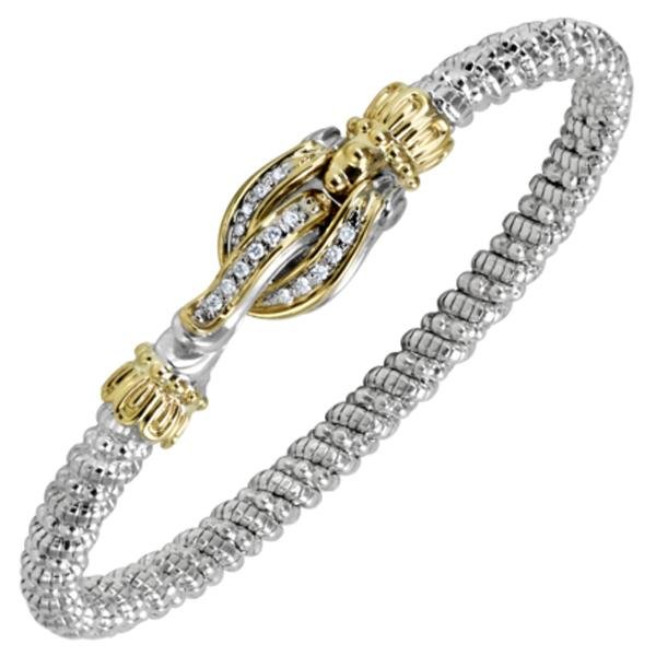 Vahan Silver & 14K Gold Diamond Buckle Bangle Bracelet