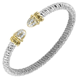 Vahan Sterling Silver & 14K Yellow Gold "Crown" Diamond Bangle Bracelet