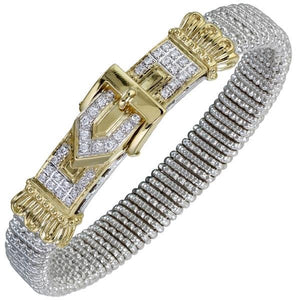 Vahan Sterling Silver & 14K Yellow Gold Diamond Buckle Bangle Bracelet
