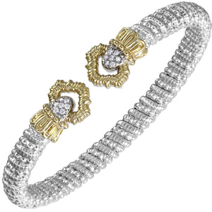 Vahan Sterling Silver & 14K Yellow Gold Diamond Gold Bangle Bracelet