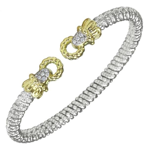 Vahan Sterling Silver & 14K Yellow Gold Diamond Gold Circle Bangle Bracelet