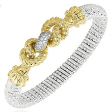 Load image into Gallery viewer, Vahan Sterling Silver &amp; 14K Yellow Gold Diamond &quot;Knot&quot; Bangle Bracelet
