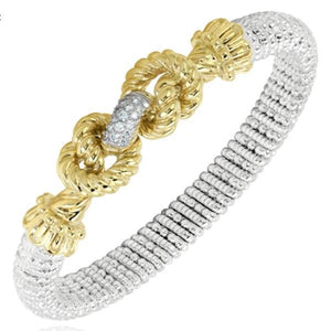 Vahan Sterling Silver & 14K Yellow Gold Diamond "Knot" Bangle Bracelet