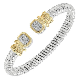 Vahan Sterling Silver & 14K Yellow Gold Diamond Pave "Mini-Regal" Bangle Bracelet